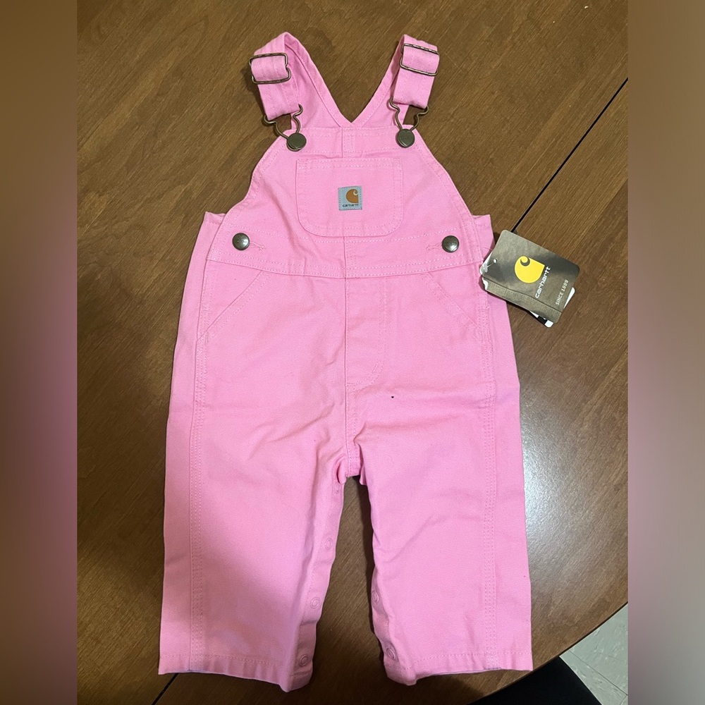 Babygirl carhartt overalls, size 6 months